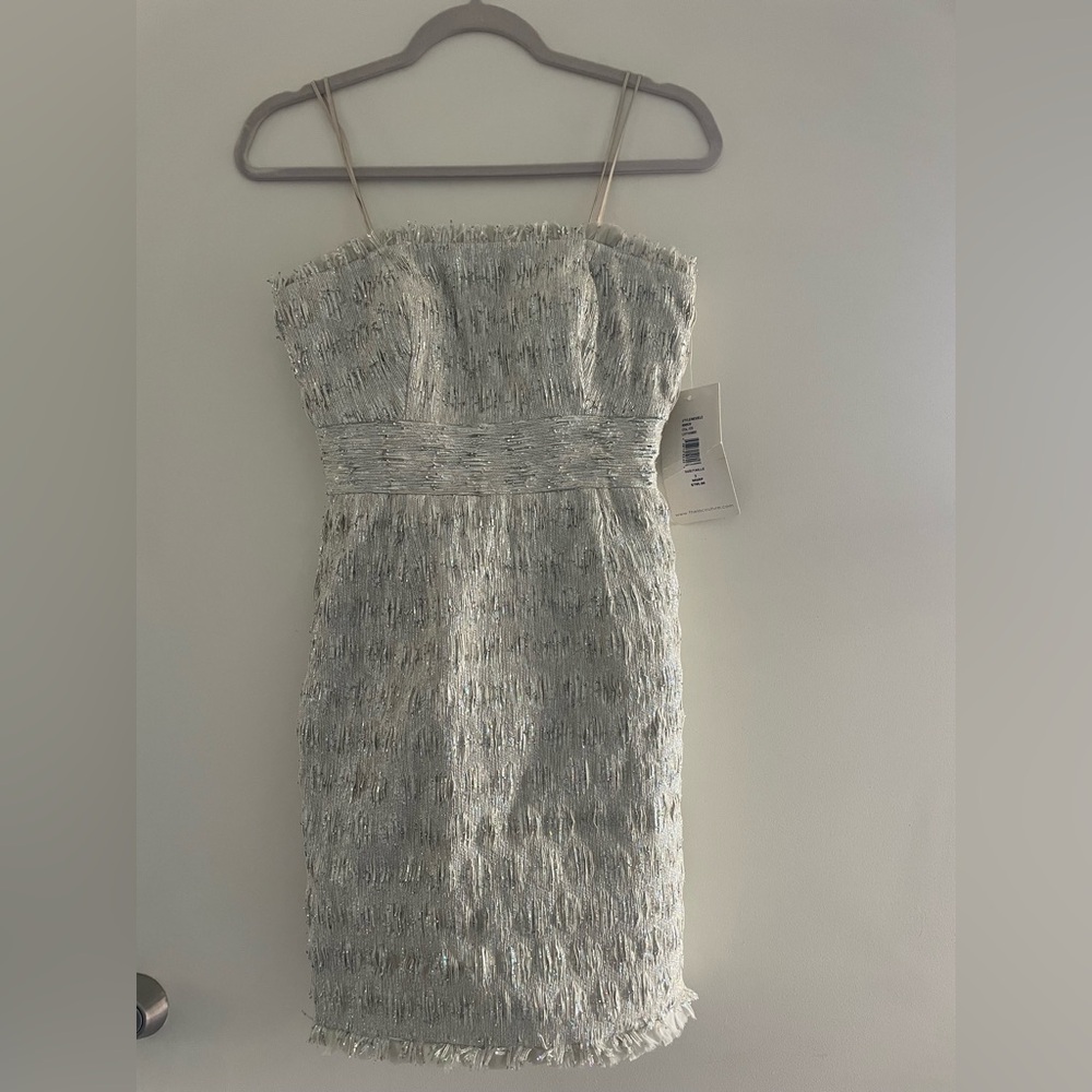 Theia Silver Mini Dress